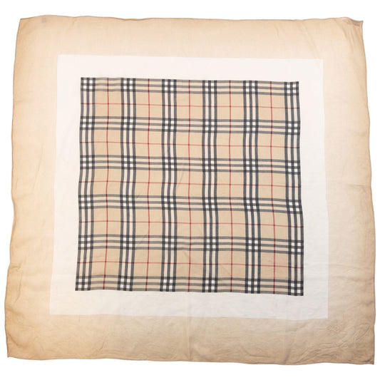 Vintage 90s Burberry Nova Check Sheer Silk Scarf | O/S, Beige