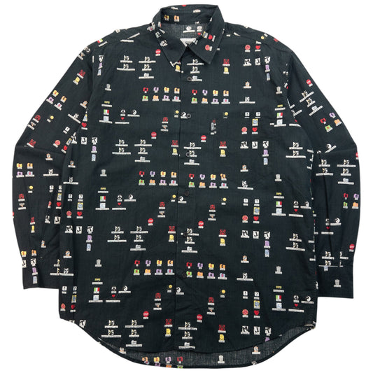 Vintage 90s Moschino Jeans Desktop Icon Long Sleeve Button Up Shirt Size M | Medium, Black