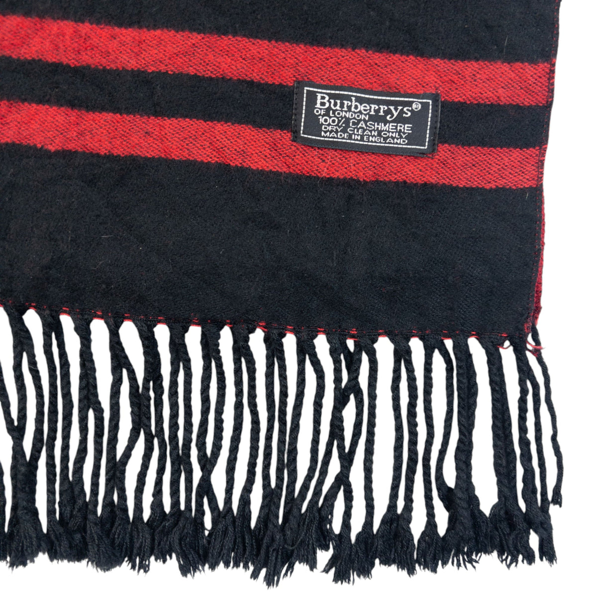 Vintage 90s Burberry Monogram Checkered Cashmere Tassel Scarf | O/S, Black