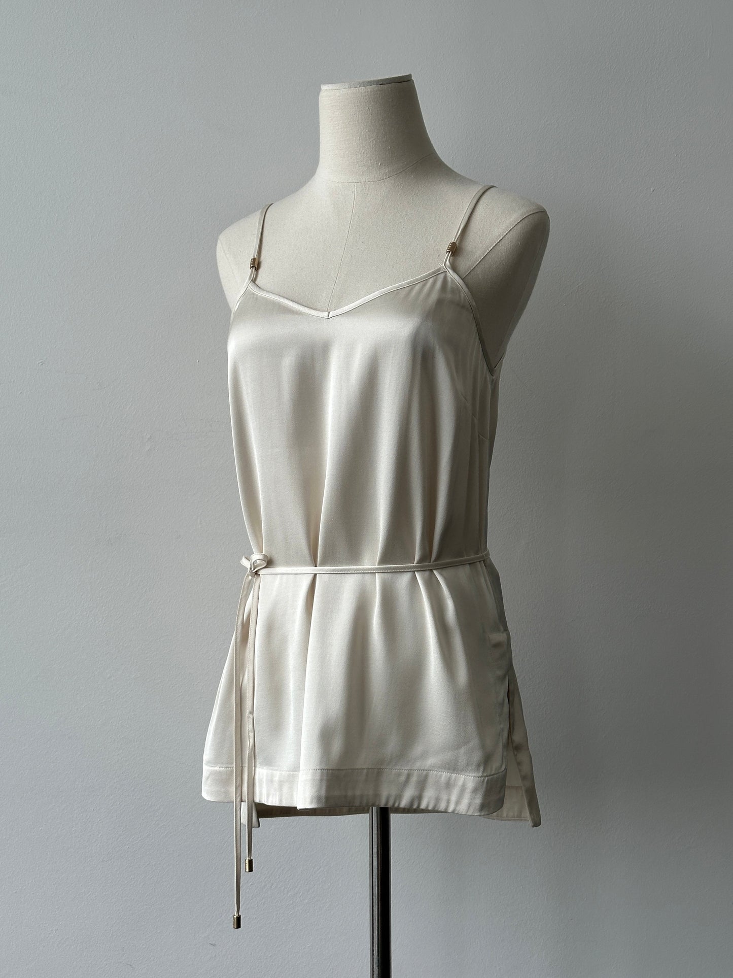 DKNY 2000s Satin Tie Belt Sleeveless Top - S