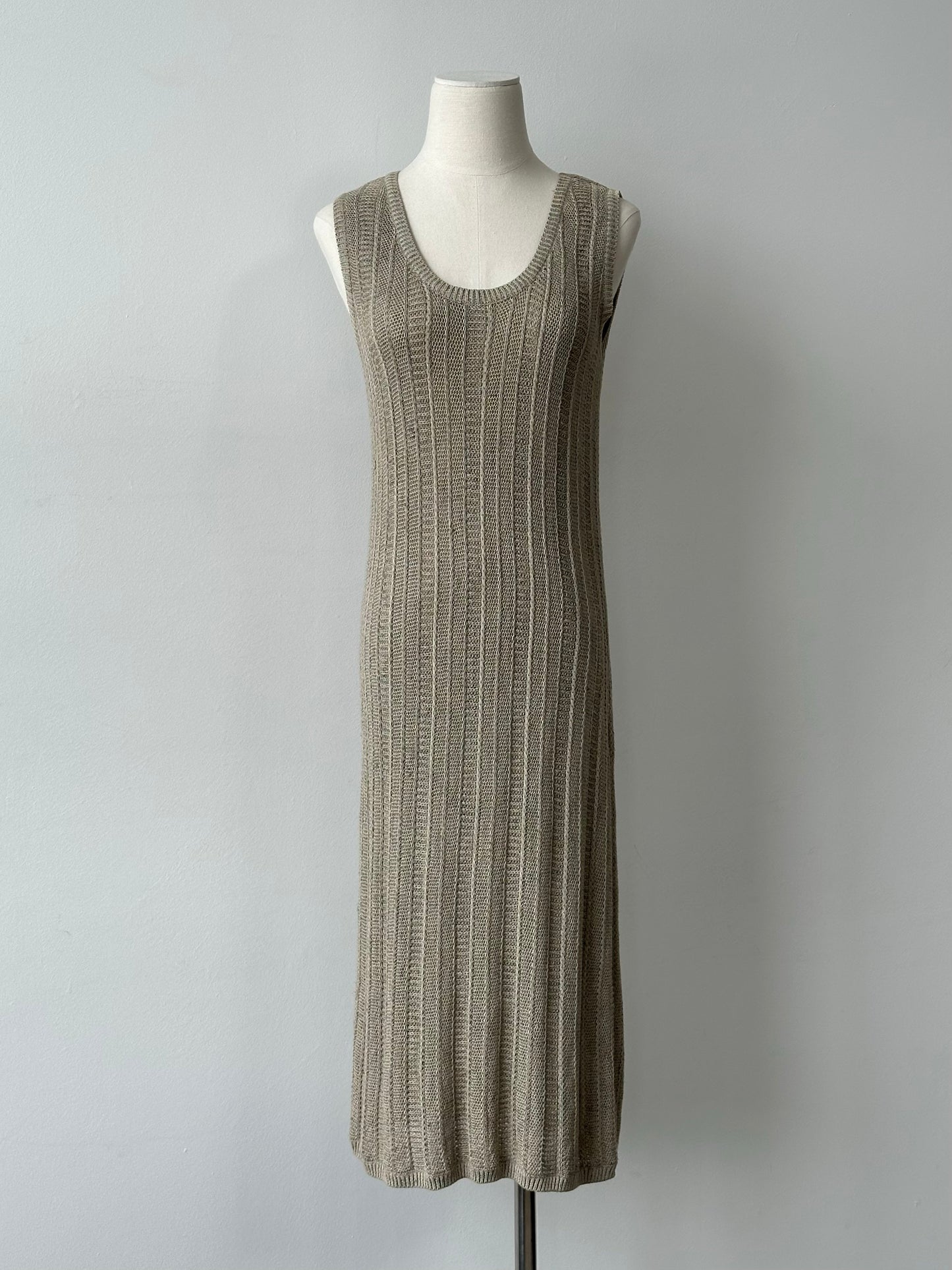 DKNY 1990s Linen Open Knit Midi Dress - S-M