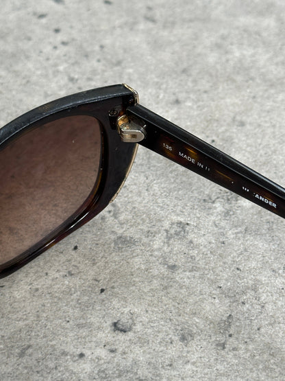 Jil Sander 2000s Tortoiseshell Rectangular Logo Sunglasses