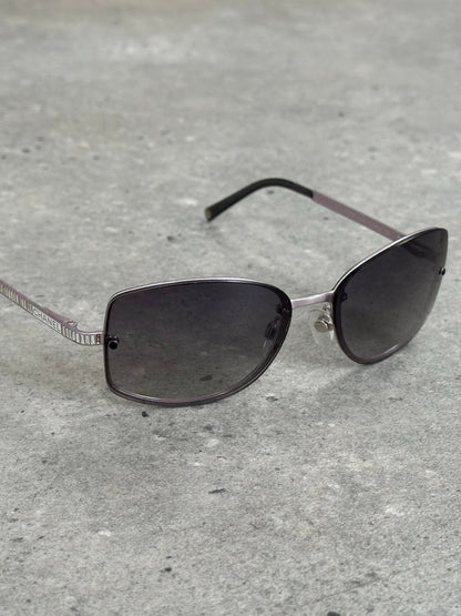 Chanel 2000s Rimless Crystal Bar Rectangle Sunglasses