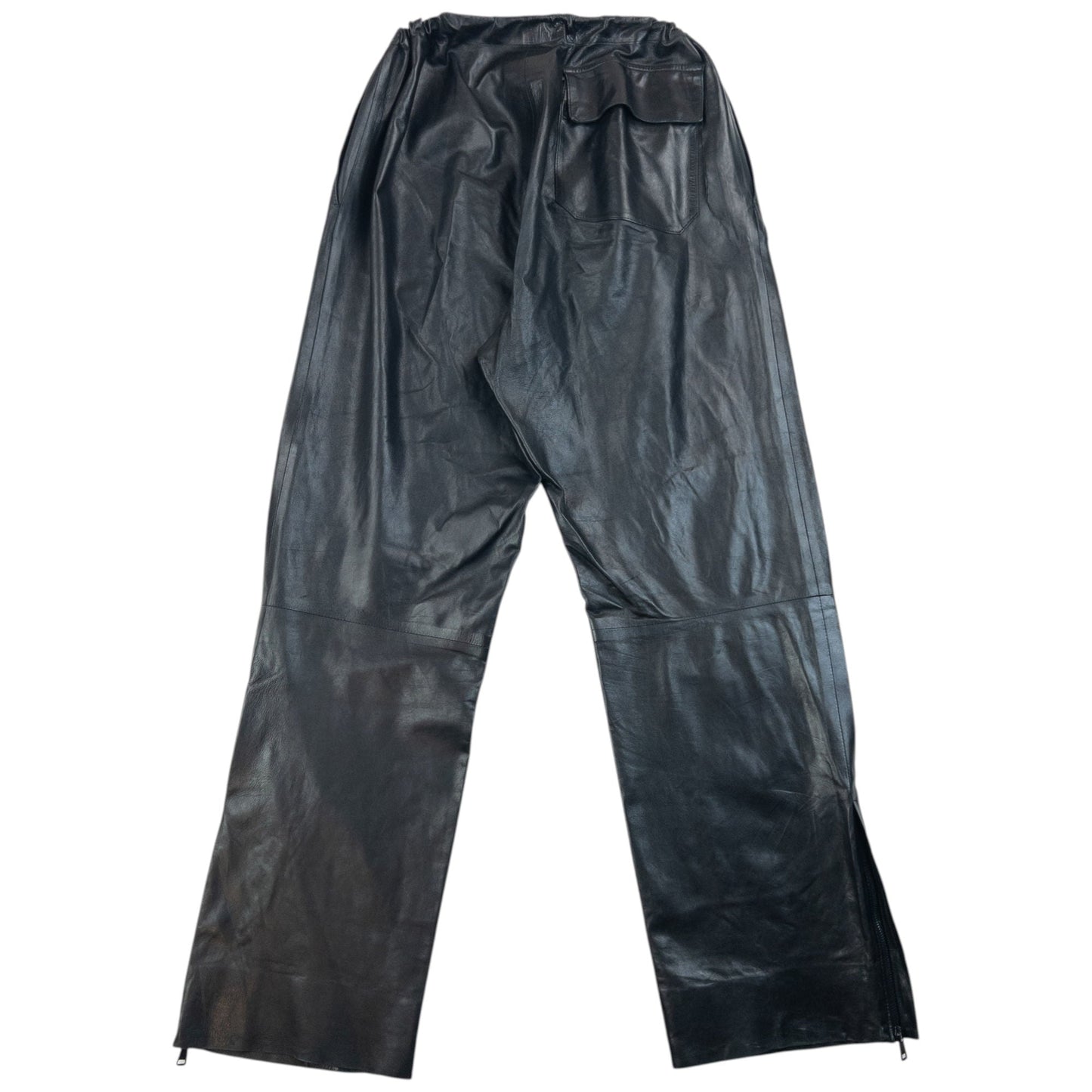 Vintage 2000s Gucci By Tom Ford Zip Cuff Leather Trousers Size L | Large, Black