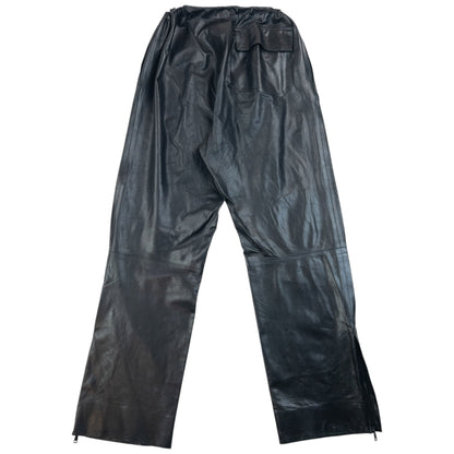 Vintage 2000s Gucci By Tom Ford Zip Cuff Leather Trousers Size L | Large, Black