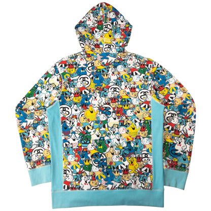 Vintage Stussy Sticker Pattern Zip Up Hoodie Size M