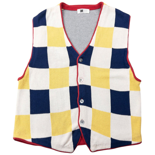 Vintage 90s Issey Miyake Checkered Button Up Sweater Vest Size S | Small, Red