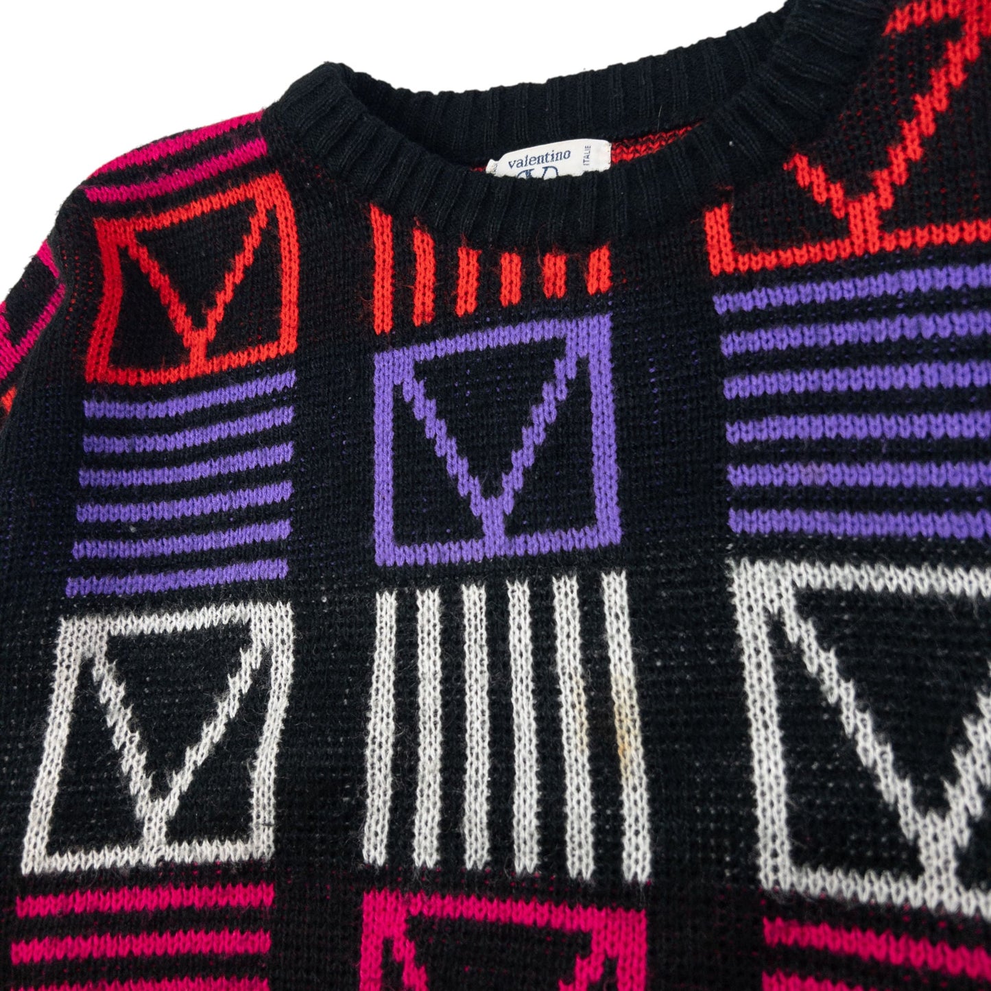 Vintage Valentino Jeans Geometric Knit Jumper Size S