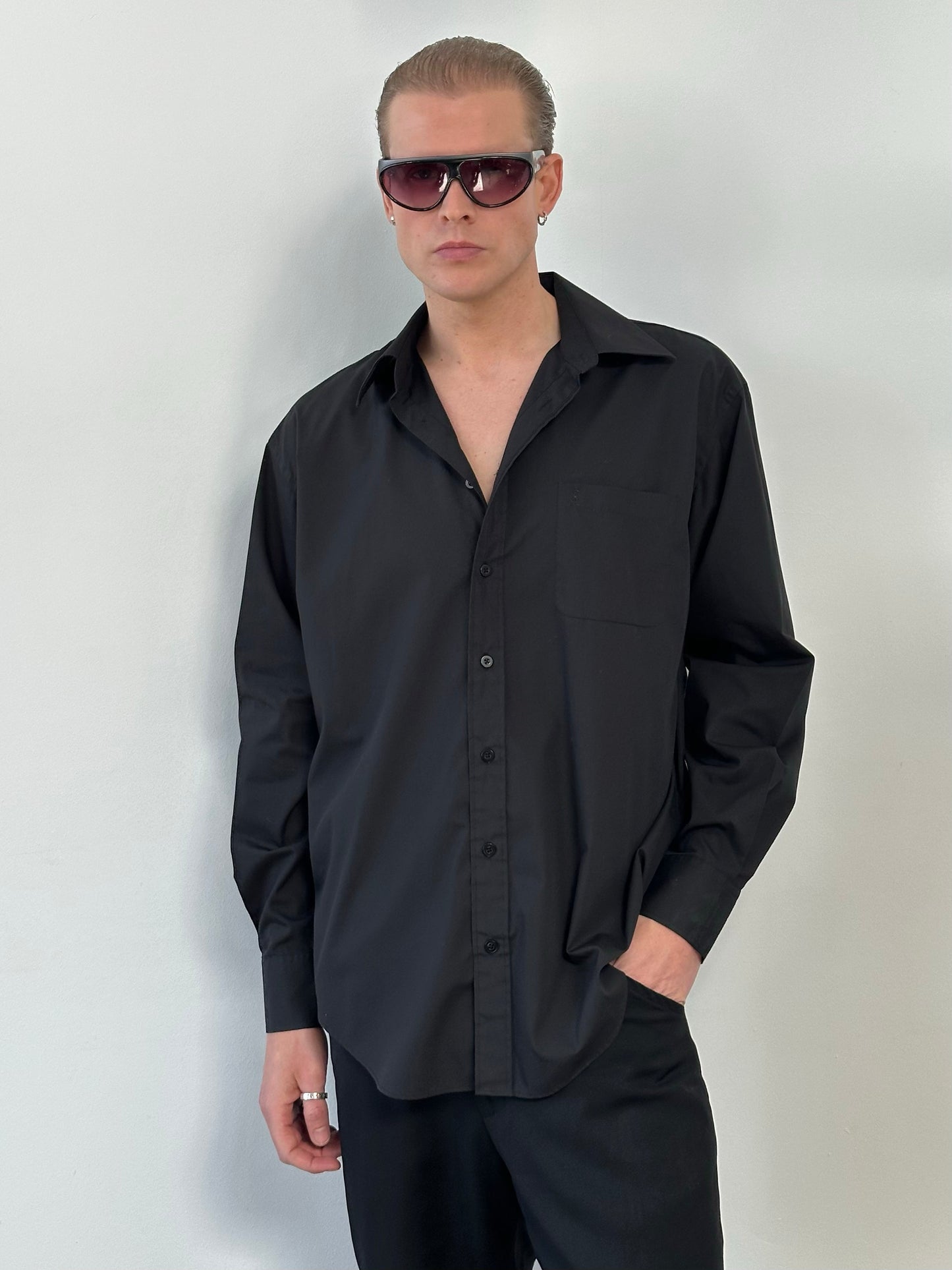 Yves Saint Laurent 1990s Cotton Logo Shirt - M/L