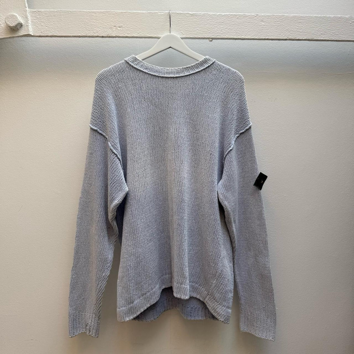 Stone Island Vintage 1990s Green Edge Chunky Knit Jumper – Pale Lilac/Grey (L/XL) | Large, Multicoloured
