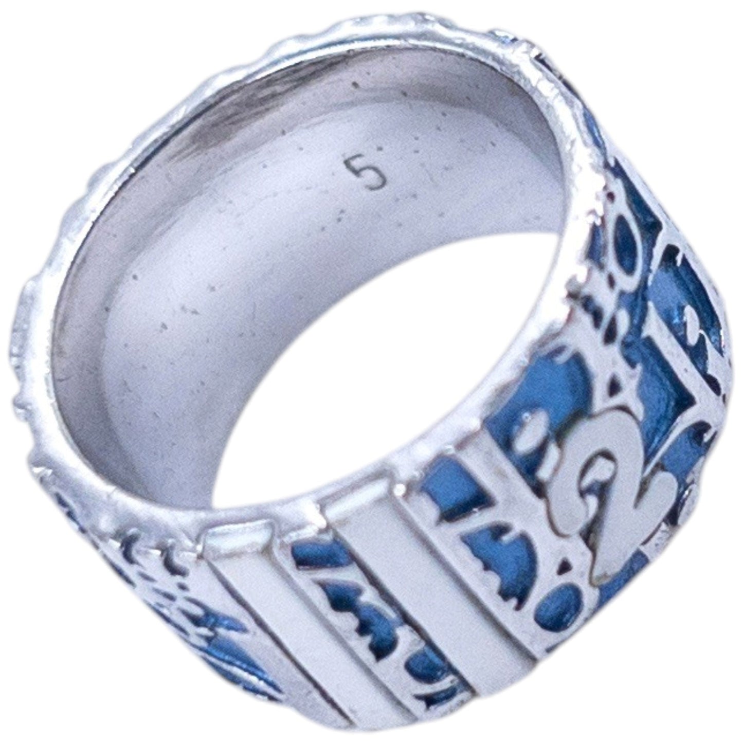 Vintage 2000s Dior By John Galliano Monogram Number Ring | O/S, Blue