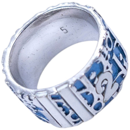 Vintage 2000s Dior By John Galliano Monogram Number Ring | O/S, Blue
