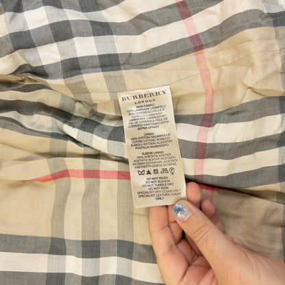 Vintage Burberry Nova Check Lined Belt Waist Leather Trench Jacket Size M | Medium, Brown