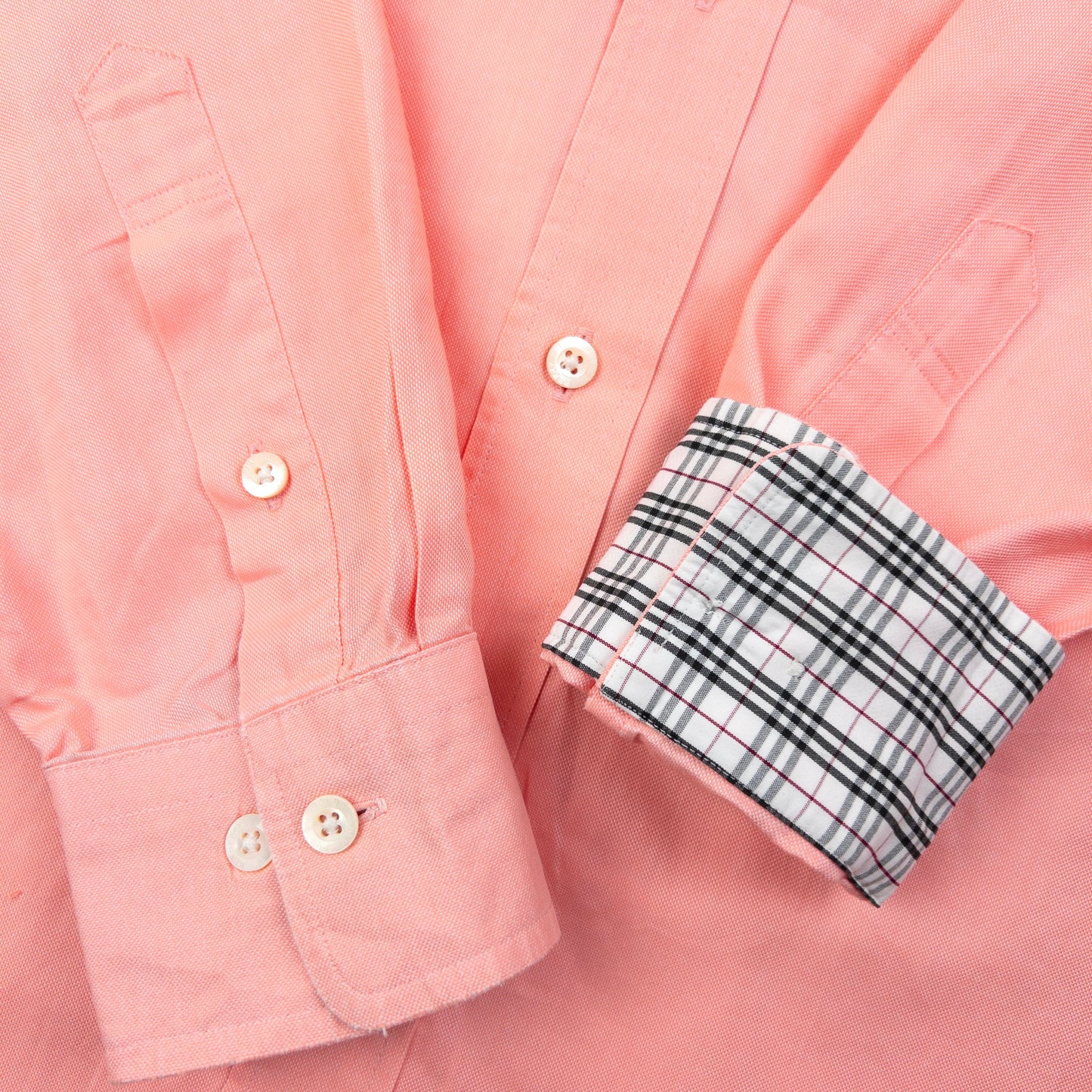 Vintage 2000s Burberry Nova Check Cuff Long Sleeve Button Up Shirt Size L | Large, Pink