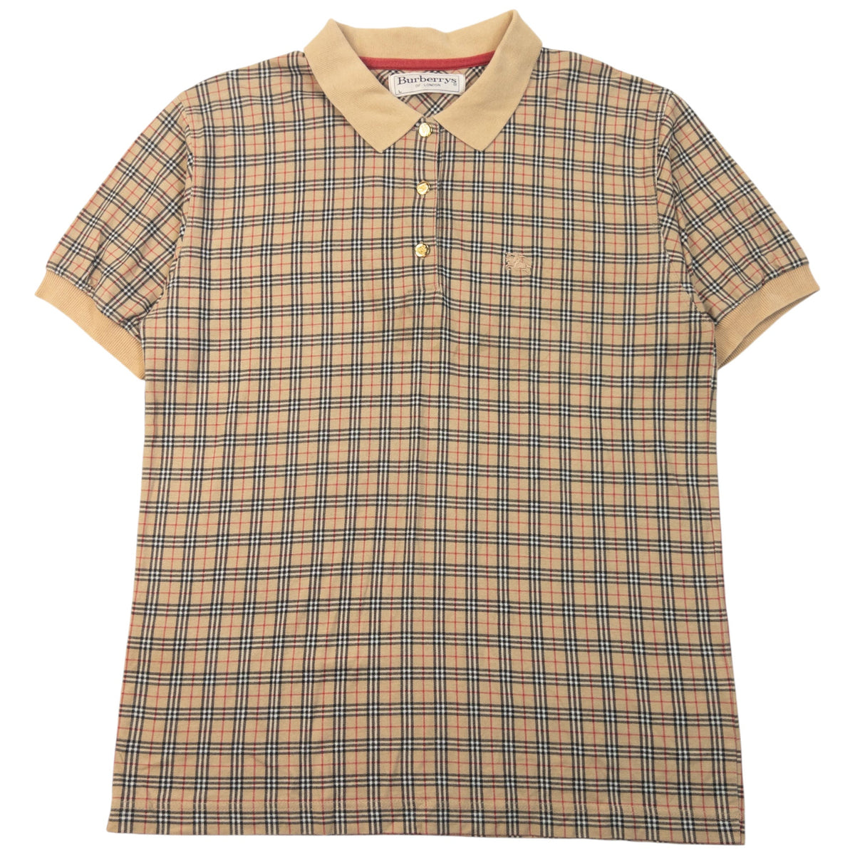 Vintage 90s Burberry Nova Check Polo Shirt Womens Size L | Large, Beige