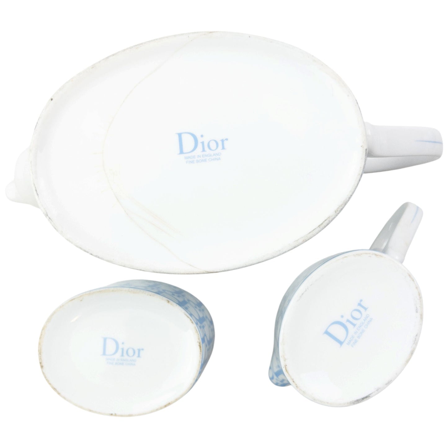 Vintage 2000s Dior Monogram Fine Bone China Tea Set | O/S, Blue