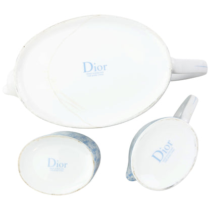 Vintage 2000s Dior Monogram Fine Bone China Tea Set | O/S, Blue
