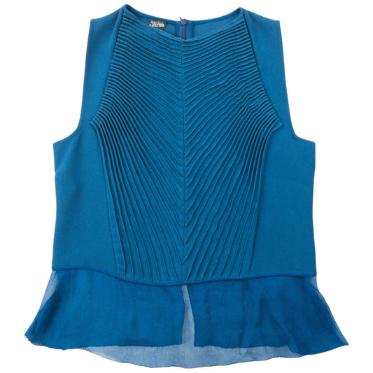 Vintage 90s Jean Paul Gaultier Femme Pleated Top Womens Size M | Medium, Blue