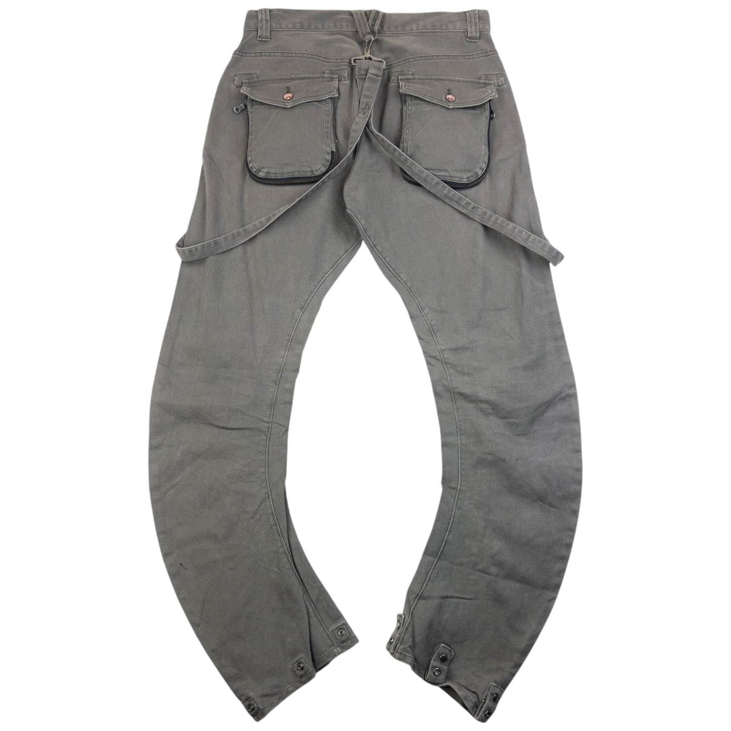 Vintage 2000s PPFM Curved Stacked Leg Denim Jeans With Suspenders Size W32 | W32, Grey