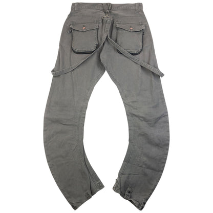 Vintage 2000s PPFM Curved Stacked Leg Denim Jeans With Suspenders Size W32 | W32, Grey