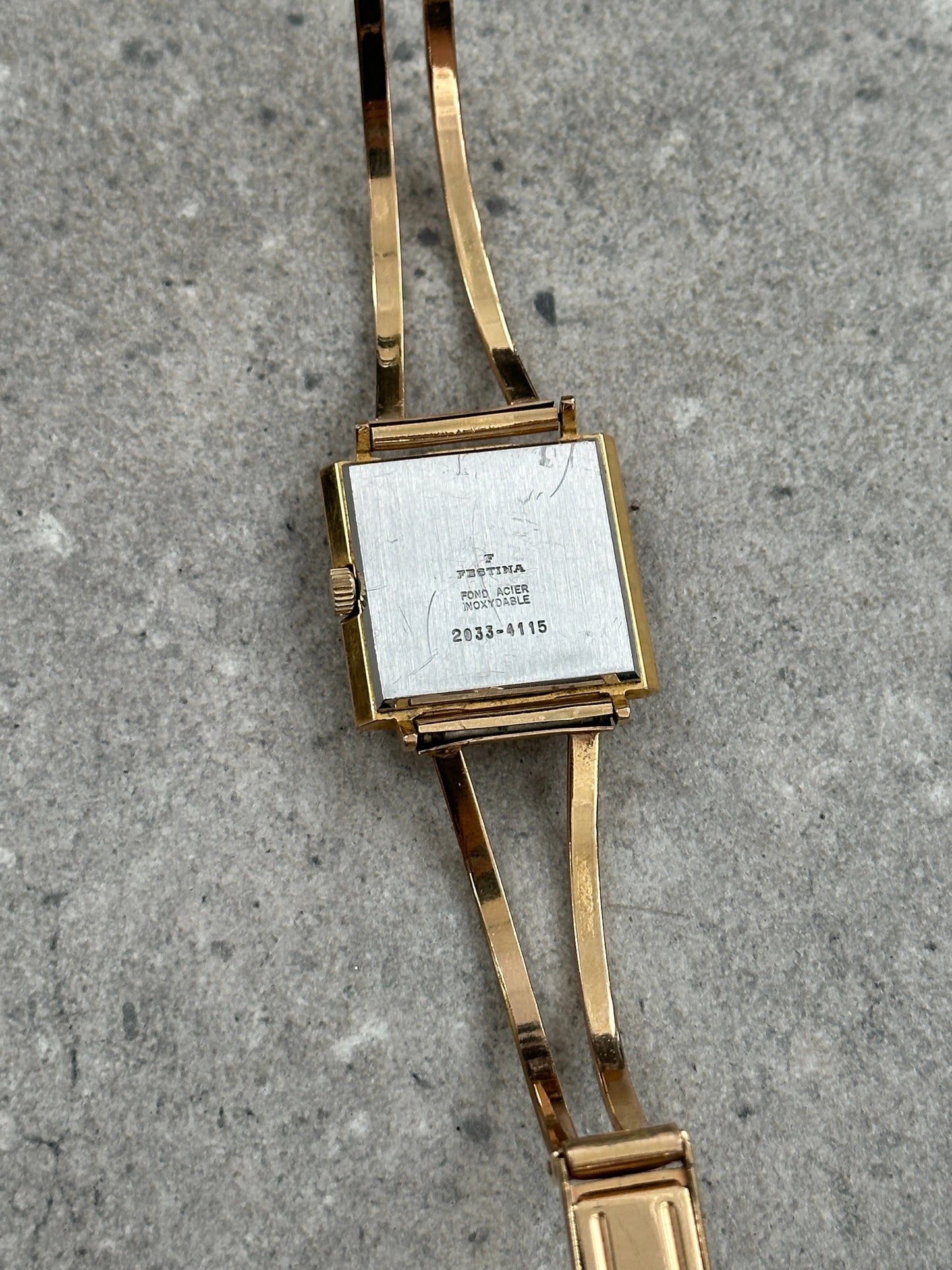 Vintage Festina 1970s Swiss Gold Tone Bracelet Mechanical Watch