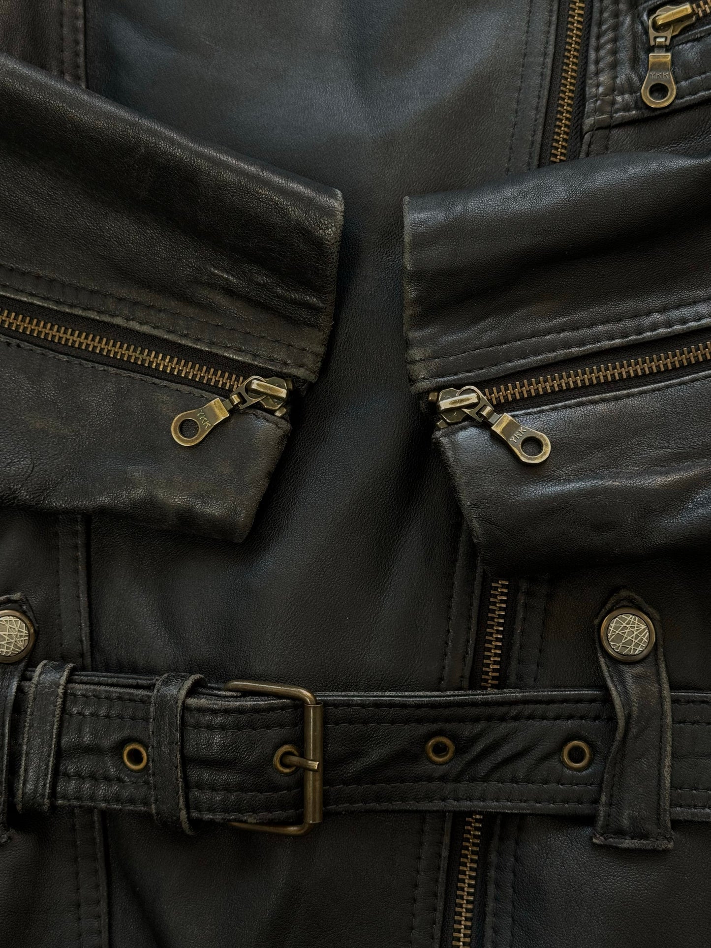 Vintage 1990s Leather Belted Leather Jacket - M