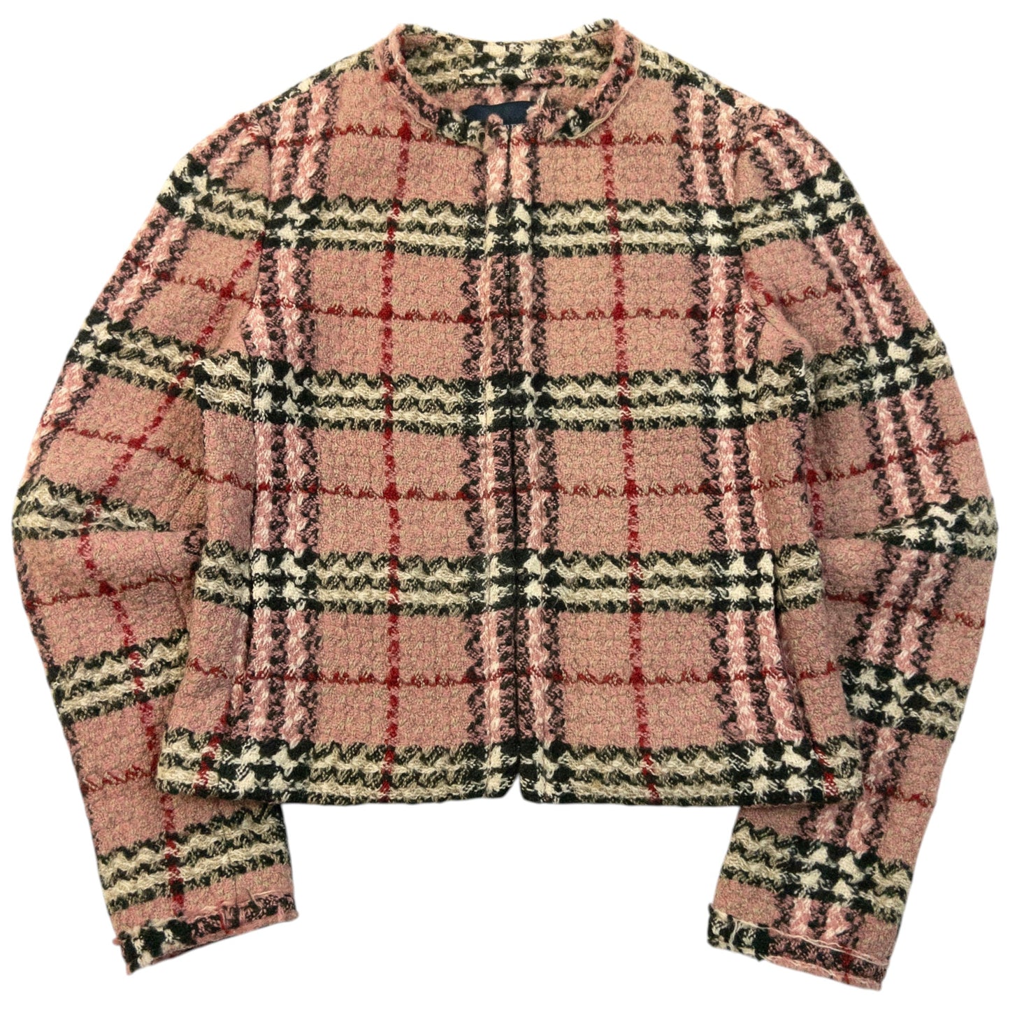 Vintage 2000s Burberry Nova Check Tweed Jacket Womens Size M | Medium, Pink