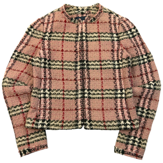Vintage 2000s Burberry Nova Check Tweed Jacket Womens Size M | Medium, Pink