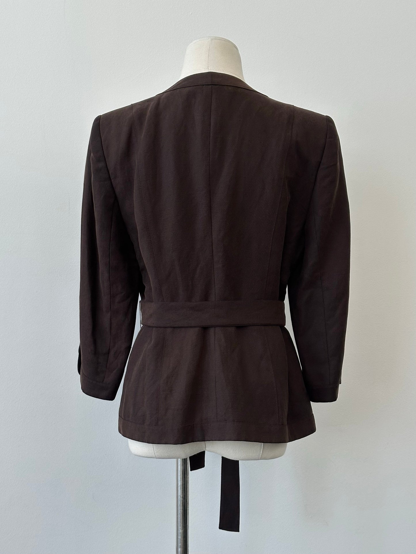 Jaeger 1990s Linen Silk Belted Jacket - S-M