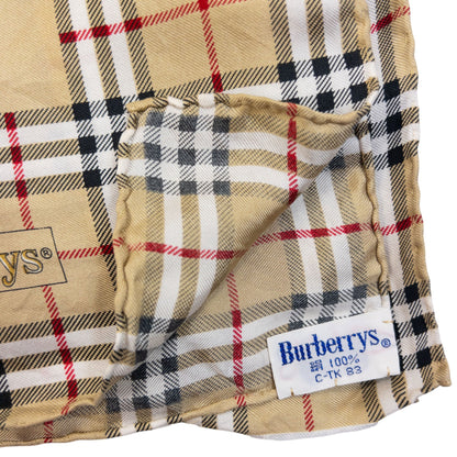 Vintage 80s Burberry Nova Check Royal Print Silk Scarf | O/S, Beige, Navy, Gold, Red