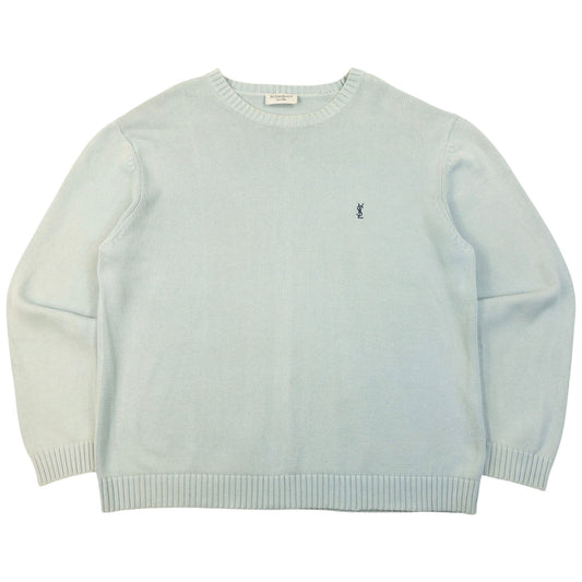 Vintage 2000s YSL Yves Saint Laurent Knit Jumper Size L | Large, Blue