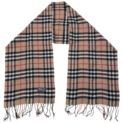 Vintage Burberry Nova Check Lambswool Tassel Scarf