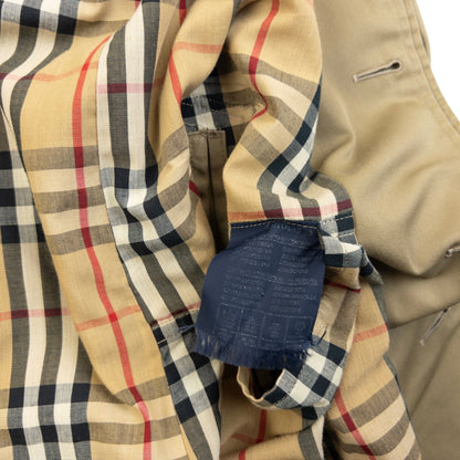 Vintage 90s Burberry Nova Check Lined Trench Jacket Size M | Medium, Beige