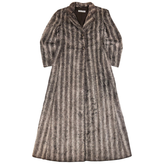 Vintage 2000s Emporio Armani Faux Fur Longline Jacket Womens Size M | Medium, Brown