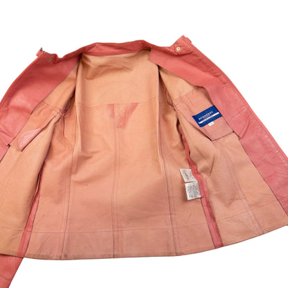 Vintage Burberry Blue Label Zip Up Leather Jacket Womens Size S