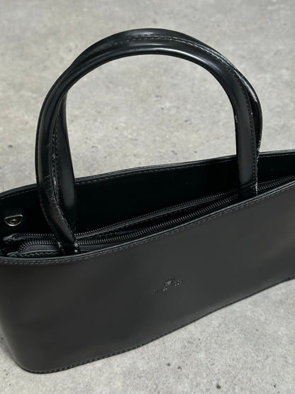 Italian Vintage 2000s Curved Leather Hand Bag