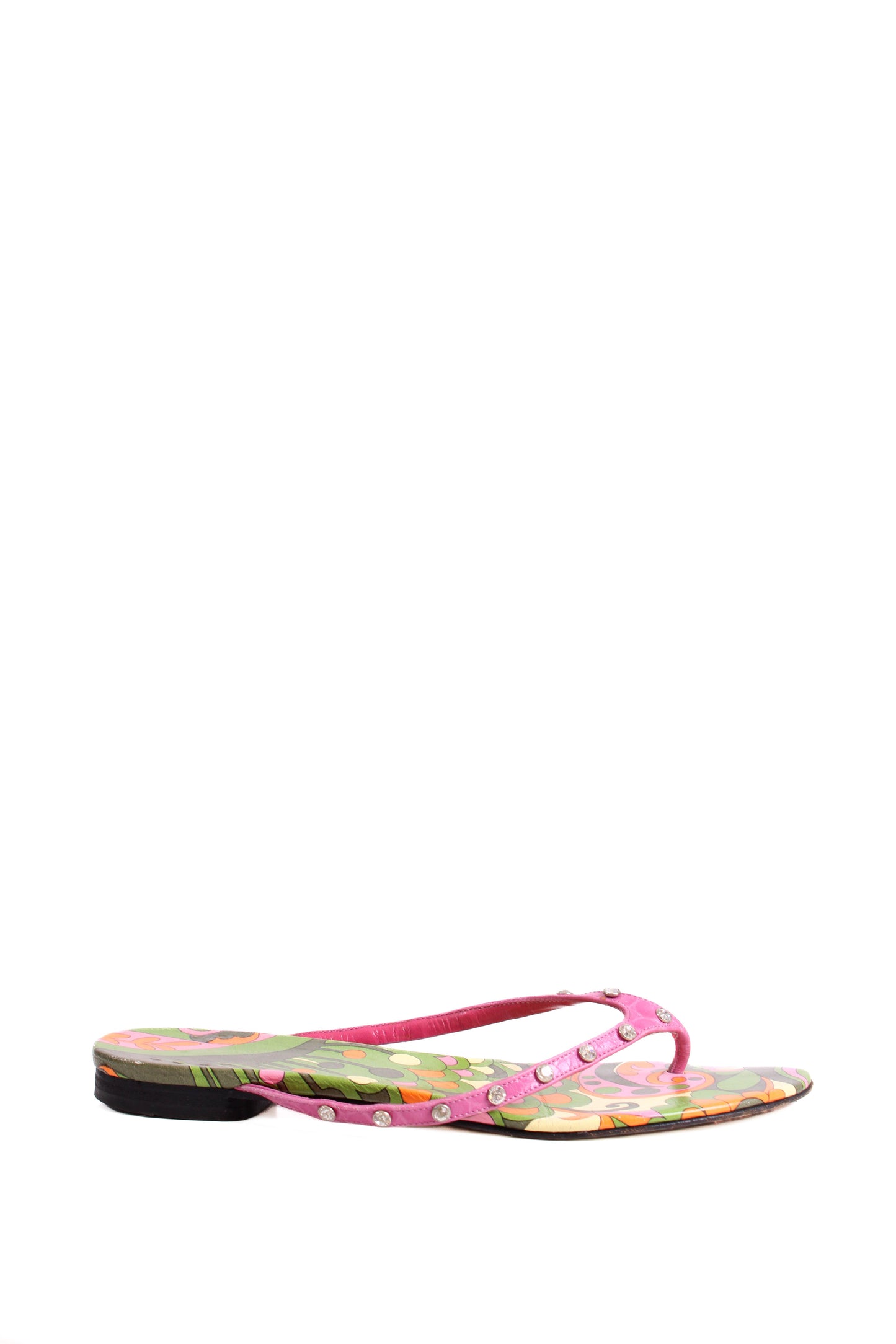 Dolce & Gabbana Crystal Detail Print Sandals Pink/ Green 39.5 | O/S, Green
