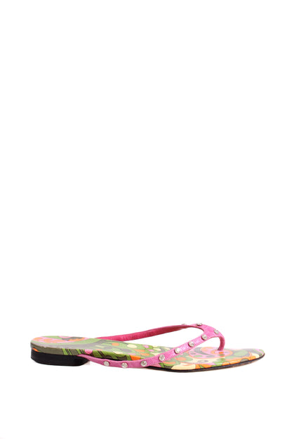 Dolce & Gabbana Crystal Detail Print Sandals Pink/ Green 39.5 | O/S, Green