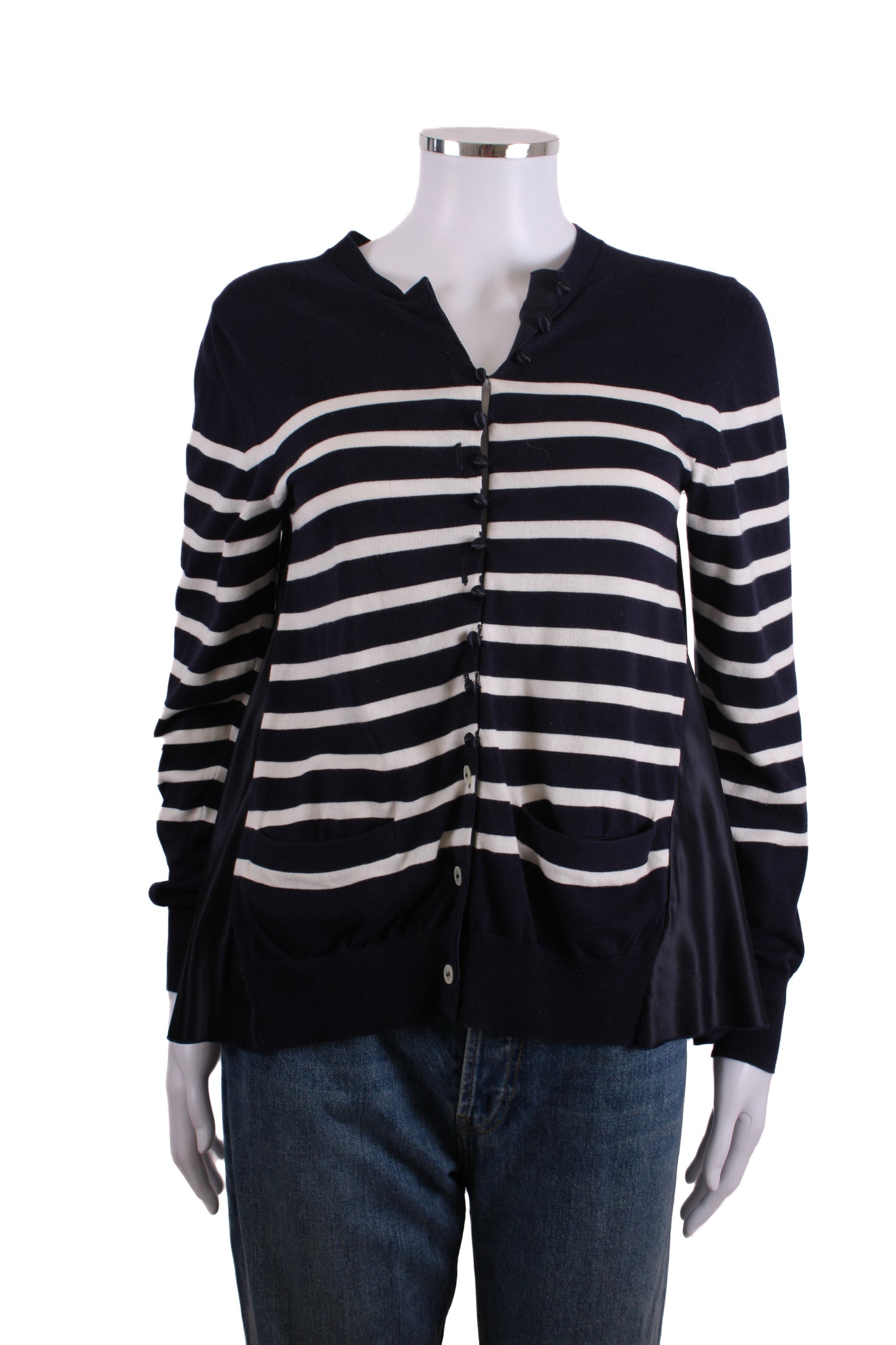 Sacai Luck L/S Stripe Cardigan Navy/ White 12 | O/S, Navy