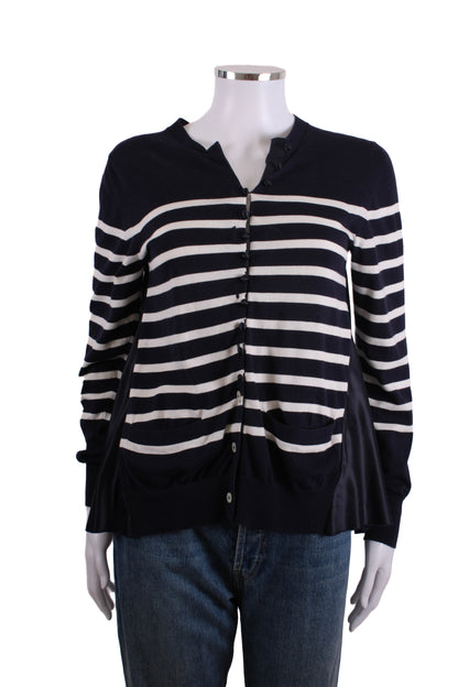 Sacai Luck L/S Stripe Cardigan Navy/ White 12 | O/S, Navy