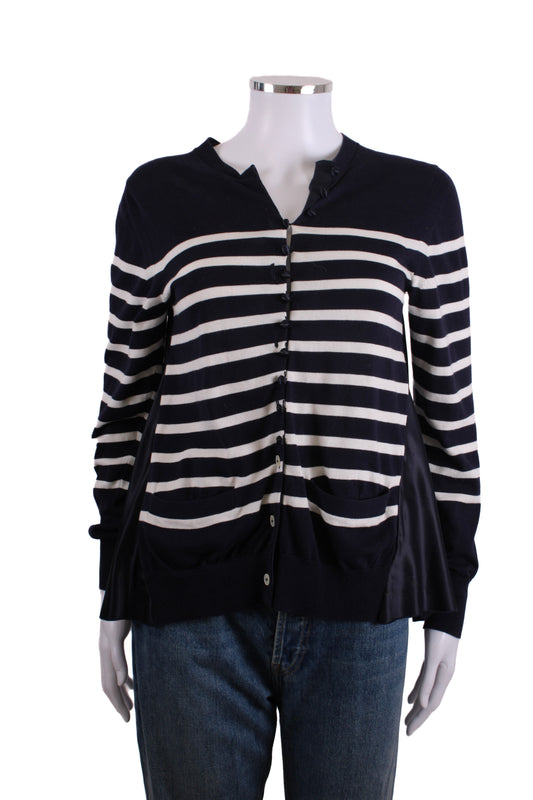 Sacai Luck L/S Stripe Cardigan Navy/ White 12 | O/S, Navy