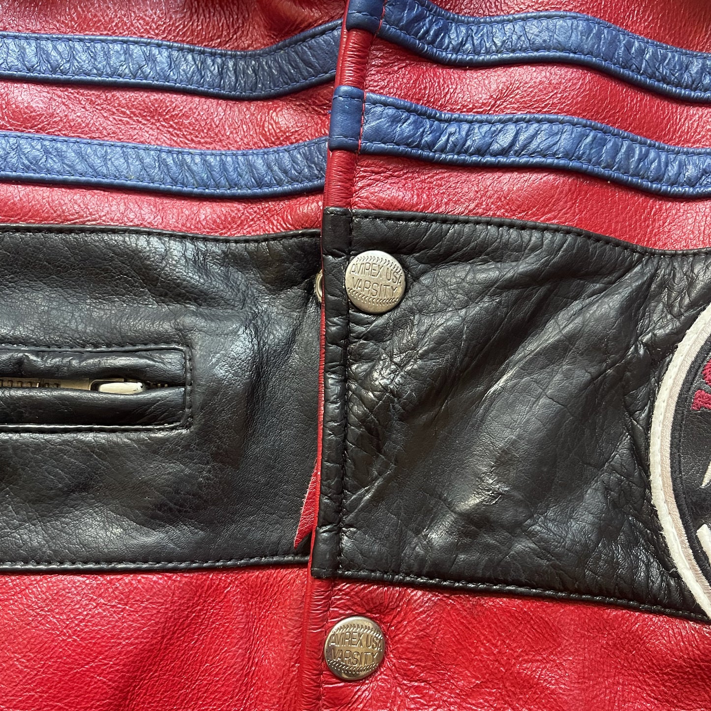Avirex 'West Indies Sharks' Leather Varsity Jacket - XL | XL, Red