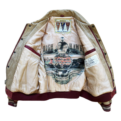 Avirex 'Chief High Hawk' Leather Varsity Jacket - S