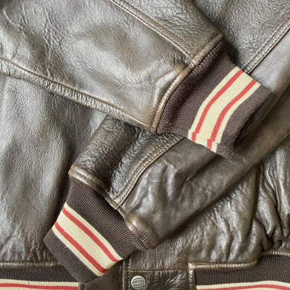 Avirex 'Spider Rock' Leather Varsity Jacket - S