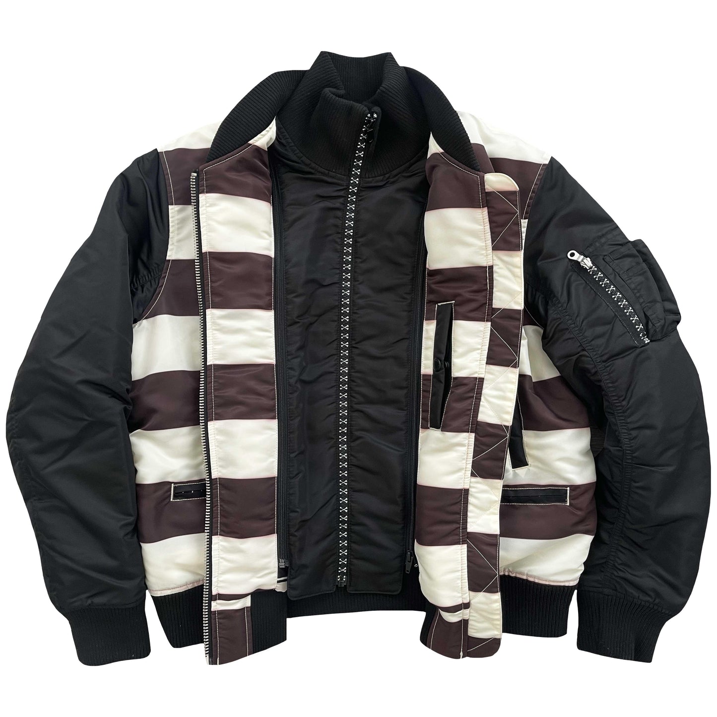 Vanson Leathers Striped Bomber Jacket - XL