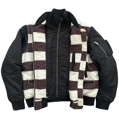 Vanson Leathers Striped Bomber Jacket - XL