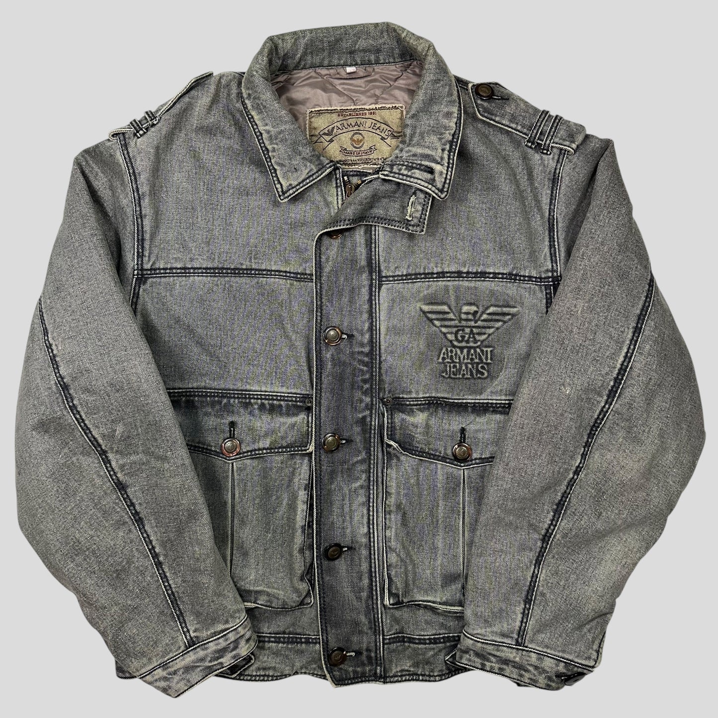 Armani Jeans 1991 Blanket Lined Heavy Cotton Work Jacket - L/XL