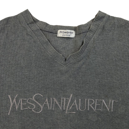 Vintage 2000s YSL Yves Saint Laurent Embroidered T Shirt Size M | Medium, Grey