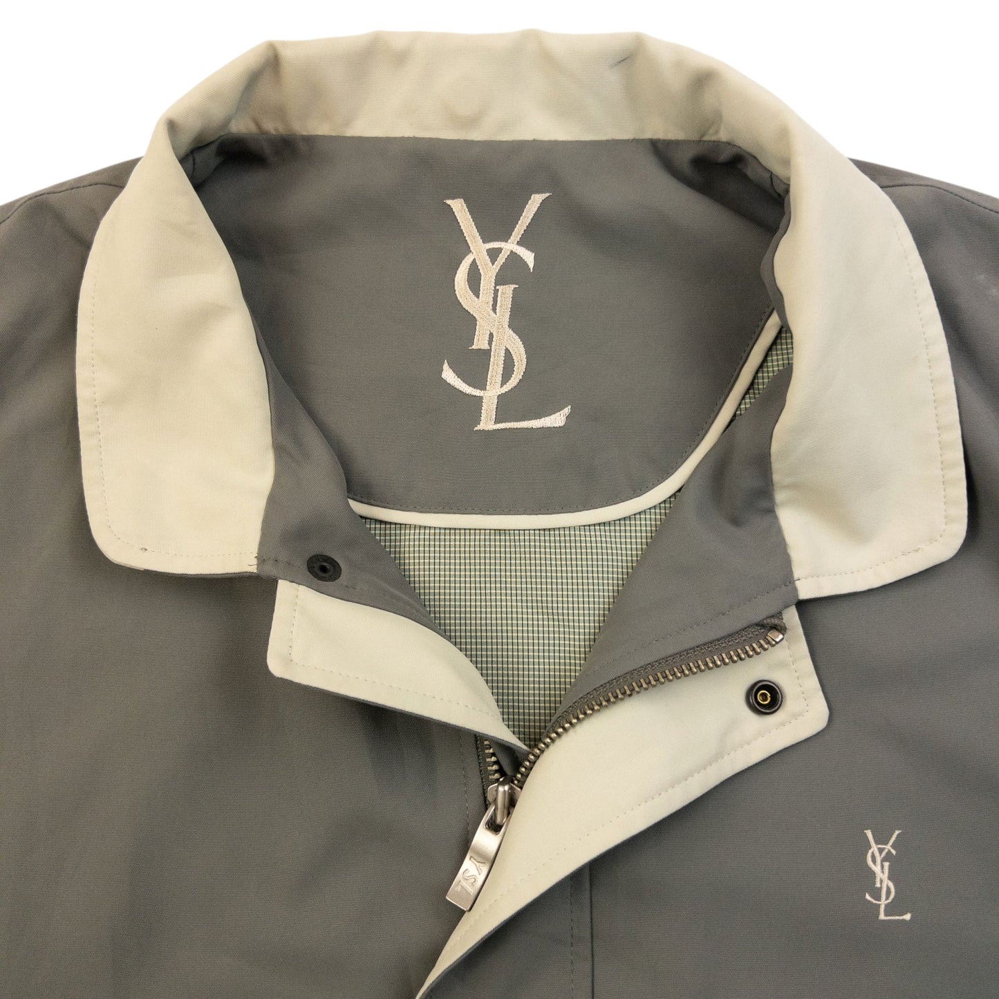 Vintage YSL Yves Saint Laurent Harrington Jacket Size L | Large, Grey