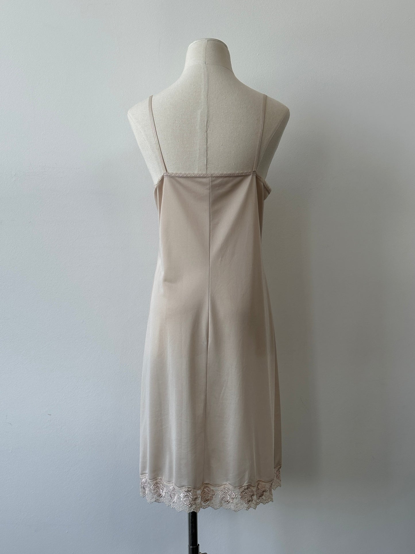 Japanense Vintage 1990s Satin Lace Midi Slip Dress - M